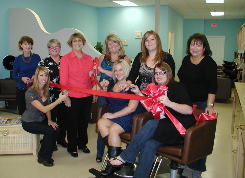 Beach Waves – A Family Salon, celebrated the opening of the full-service shop with a ribbon cutting Oct. 6. Shown seated are (l-r) Doni Rust, Michelle Pilling and Patty Kimmel, stylists. Standing are (l-r) Besty Reamer, Lewes Chamber of Commerce executive director; Kathy Davison, chamber boardmember; Joan Deaver, Sussex County councilwoman; Eileen King, owner/stylist; Kimberly King, stylist; and Virginia Zrake, chamber board member. BY HENRY J. EVANS JR.
